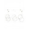 Set of 6 Stud and Layered Glitter Hoop Earrings - Earrings - $5.99 