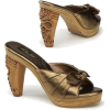 Sexy Pewter Tiki Heel Slide Sandal - 12 - Sandals - $88.40 