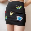 Sexy butterfly embroidered skirt skirt black high waist pack hip skirt - Skirts - $25.99 