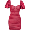 Sexy gauze perspective square collar puff sleeve nightclub skirt dress - Dresses - $27.99 