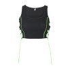 Sexy irregular bandage hollow out contrast color exposed navel vest - Shirts - $19.99 