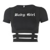 Sexy letter printed irregular cutout short navel T-shirt - Shirts - $19.99 