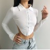 Sexy polo collar with buckled chest reve - 半袖衫/女式衬衫 - $19.99  ~ ¥133.94