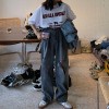 Shattered jeans female straight loose daddy pants tide - Spodnie Capri - $35.99  ~ 30.91€