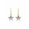 She Bee 10K Gold Blue Sapphire Star Hoop - Earrings - 