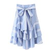 SheIn Women's Bow Tie Waist Layered Ruffle Striped Belted Skirt - Skirts - $35.99 