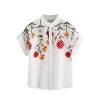 SheIn Women's Casual Floral Embroidered See-Through Short Sleeve Blouse - スカート - $22.99  ~ ¥2,587