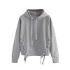 SheIn Women's Casual Long Sleeve Drop Shoulder Lace Up Hoddie Sweatshirt - Krila - $25.99  ~ 22.32€