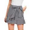 SheIn Women's Cute Ruffle Hem High Waist Bow Knot Plaid Mini Skirt - Skirts - $28.99 