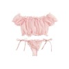 SheIn Women's Self Tie Ruffle Trim Dobby Mesh Lingerie Set Sexy Bra and Panty - Underwear - $15.99 