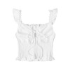 SheIn Women's Summer Sleeveless Ruffle Strap Tie Neck Cute Cami Tank Top Blouse - Shirts - $10.99 