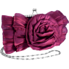 Sheer Wild Rose Rhinestones Frame Clasp Clutch Baguette Evening Handbag Purse w/2 Hidden Detachable Chains Fuchsia - Torebki - $39.99  ~ 34.35€