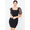 Sheer Puff Sleeves Mini Dress - sukienki - $19.25  ~ 16.53€