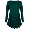 Sherosa Womens V-Neck Short Sleeve/Long Sleeve Shirt Flowy Comfy Loose Casual Tunic Tops - Shirts - $3.99 