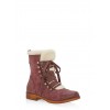 Sherpa Lined Faux Suede Lace Up Booties - ブーツ - $19.99  ~ ¥2,250