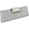 Shimmering Rhinestone Clasp Long Hard Case Box Clutch Evening Bag Baguette Purse Minaudiere w/2 Shoulder Chain Straps Silver - Torbe z zaponko - $25.50  ~ 21.90€