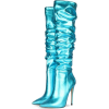 Shiny blue high boots - Сопоги - 