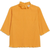 Shirred ruffle neck blouse - Рубашки - короткие - 