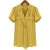 Short Sleeve Chiffon Blouse - Shirts - $39.00 