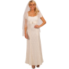 Short Sleeve Empire Waist Lace Overlay Full Length Wedding Gown Bridal Dress - 结婚礼服 - $99.99  ~ ¥669.97