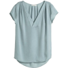 Short-sleeved, V-neck blouse in satin wi - Ärmellose shirts - 
