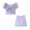Short-sleeved shirt with printed tie rope + one-side open skirt fashion two-piec - 连衣裙 - $32.99  ~ ¥221.04