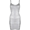 Silver Foil Print Double Strap - sukienki - $125.00  ~ 107.36€