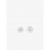 Silver-Tone Floral Stud Earrings - Earrings - $55.00 