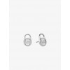 Silver-Tone Logo Lock Stud Earrings - Brincos - $55.00  ~ 47.24€