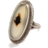 Silver Brown Moss Agate Ring 1940s - Rings - 