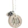 Silver Pine Tree Necklace - Naszyjniki - 