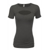 Simlu Womens Keyhole Top Short Sleeve Tops Reg and Plus Size- Made in USA - Shirts - $21.99 