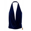 Simlu Womens Lightweight Sexy Drape Backless Cowlneck Low Cut Halter Top with Stretch - 半袖シャツ・ブラウス - $15.59  ~ ¥1,755