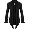 Simlu Womens Open Front Cardigan Sweater Ruffle Long Sleeve Cardigan Reg and Plus Size - Made in USA - Shirts - $8.99 