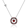 Skull Necklace Rose Flower garnet - Necklaces - $79.00  ~ £60.04