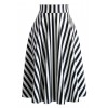 Slanted Stripes Faux Leather Skirt - Saias - 