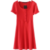 Sleeve Button Button Short Sleeve Dress - Dresses - $25.99 