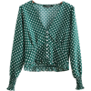 Sleeves Thin High Waist Shirt Top - 半袖衫/女式衬衫 - $25.99  ~ ¥174.14