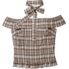Slim-fit shoulder check T-shirt female fishtail hem design waist temperament top - Košulje - kratke - $25.99  ~ 165,10kn