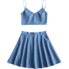 Smocked Crop Cami Top And Skirt Set - Dresses - 