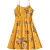 Plunging Neck Floral Ruffles Dress  - ワンピース・ドレス - 