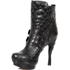 Snakeskin Textured Black High Heel Boots - Čizme - 