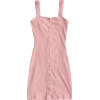 Snap Button Ribbed Mini Dress - Röcke - 