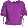 Sofie Purple Balloon Sleeve Blouse - Koszule - krótkie - 