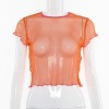 Solid color mesh wild short T-shirt - Camisas - $15.99  ~ 13.73€