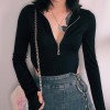Solid color sexy cutout waist open round - Overall - $19.99 