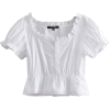 Solid color short-sleeved ruffled shirt - Shirts - $25.99 