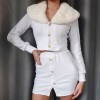 Solid fur collar cardigan top package hi - Obleke - $27.99  ~ 24.04€