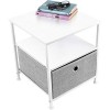 Sorbus Nightstand 1-Drawer Shelf Storage- Bedside Furniture & Accent End Table Chest for Home, Bedroom, Office, College Dorm, Steel Frame, Wood Top, Easy Pull Fabric Bins (White/Gray) - Furniture - $39.99 