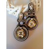 Soutache earrings Authentic buttons, whi - My photos - 